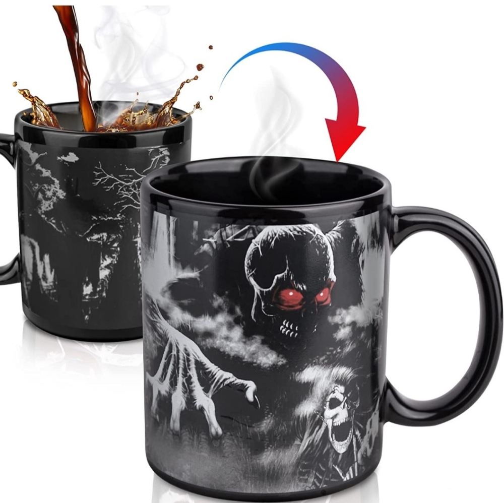 NEW SKULL Novelty Magic Color Changing Cup Mug, Thermal